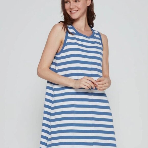 GAP Sleeveless Mini Swing Tank Dress Size Medium Blue White Striped Relaxed Fit - Picture 11 of 12